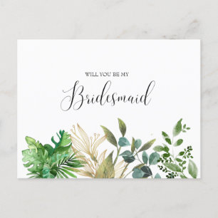 Elegante Botanische bruidsmeisje Briefkaart
