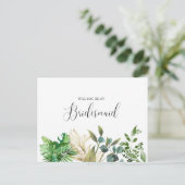 Elegante Botanische bruidsmeisje Briefkaart (Staand voorkant)