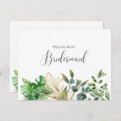 Elegante Botanische bruidsmeisje Briefkaart (Voorkant / Achterkant)