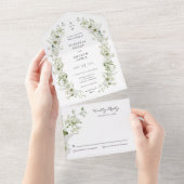 Elegante botanische bruiloft all in one uitnodiging (Afscheurbaar)