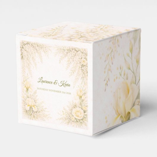 Elegante botanische bruiloft bedankdoosjes (Voorkant Zijde)