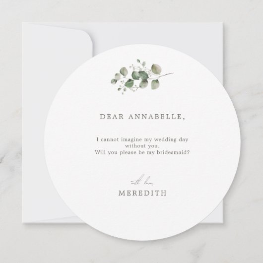Elegante botanische bruiloft bruidsmeisje voorstel kaart (Achterkant)