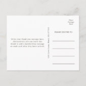 Elegante botanische bruiloft Dank u Briefkaart (Achterkant)