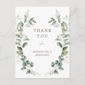 Elegante botanische bruiloft Dank u Briefkaart (Voorkant)