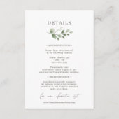 Elegante botanische bruiloft details informatiekaartje (Voorkant)