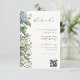 Elegante Botanische Bruiloft Details QR-code Informatiekaartje
