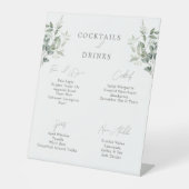 Elegante Botanische bruiloft Drinken Bar Reclamebord Met Voetstuk (Voorkant)