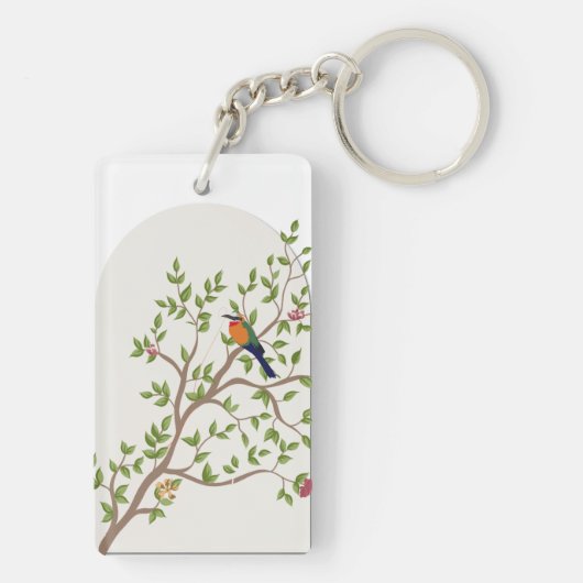Elegante botanische bruiloft - gepersonaliseerd sleutelhanger (achterkant)