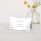 Elegante botanische bruiloft gevouwen plaatskaartje (Achterkant)
