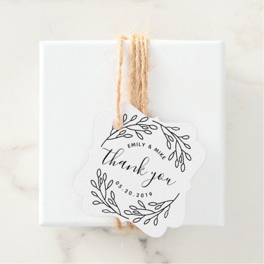 Elegante Botanische bruiloft gunst dank u Labels (In situ)