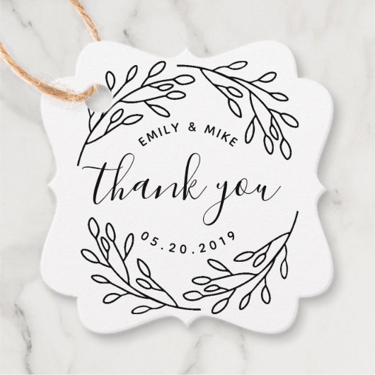 Elegante Botanische bruiloft gunst dank u Labels (Voorkant)