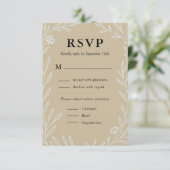 Elegante botanische bruiloft maaltijd keuze RSVP kaartje (Staand voorkant)