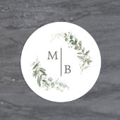 Elegante botanische bruiloft monogram envelop afdi ronde sticker