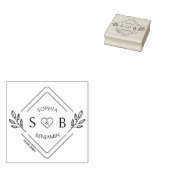 Elegante botanische bruiloft monogram rubberstempel (Gestempeld)