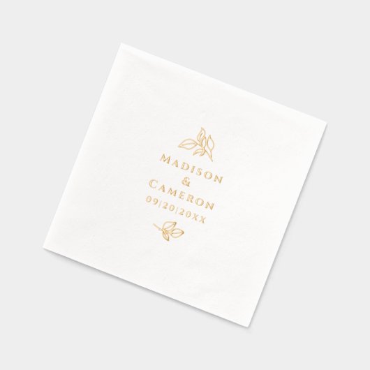 Elegante botanische bruiloft op maat echt goud folie servetten (Links)