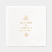 Elegante botanische bruiloft op maat echt goud folie servetten (Voorkant)