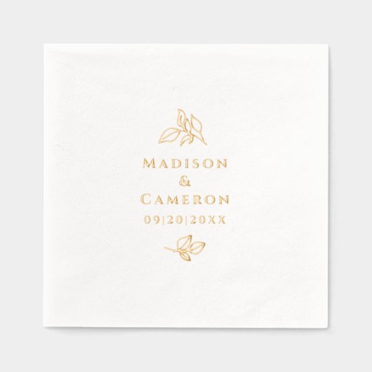 Elegante botanische bruiloft op maat echt goud folie servetten (Voorkant)