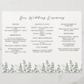 Elegante botanische bruiloft programma flyer met f (Achterkant)