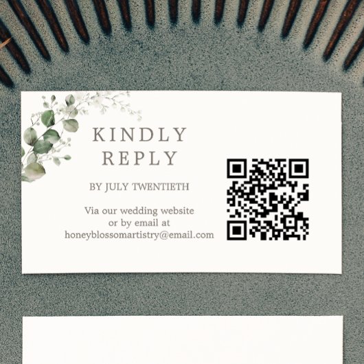 Elegante botanische bruiloft QR-code RSVP Informatiekaartje