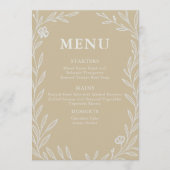 Elegante botanische bruiloft receptie menu (Voorkant)