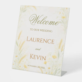 Elegante botanische bruiloft reclamebord met voetstuk