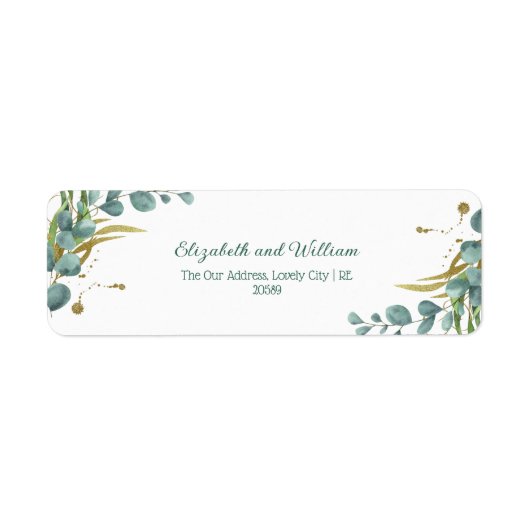 Elegante Botanische Bruiloft Retouradres Etiket (Voorkant)