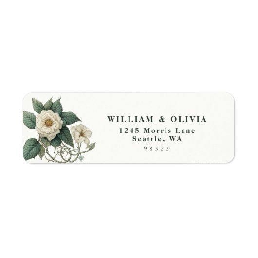 Elegante  Botanische Bruiloft Retouradres Etiket (Voorkant)