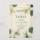 Elegante Botanische Bruiloft Uitnodiging (Voorkant / Achterkant)