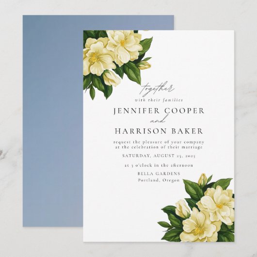 Elegante, botanische bruiloft uitnodiging (Voorkant / Achterkant)