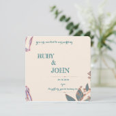 Elegante Botanische Bruiloft Uitnodiging (Staand voorkant)