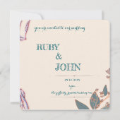 Elegante Botanische Bruiloft Uitnodiging (Voorkant)