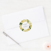 Elegante, botanische bruiloft uitnodiging ronde sticker (Envelop)