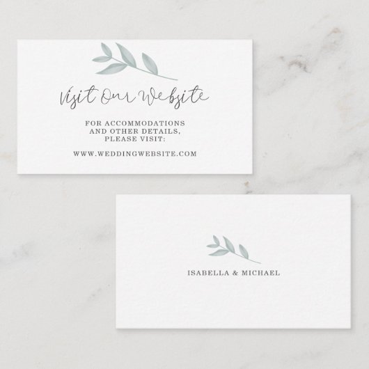Elegante Botanische Bruiloft Website Insert kaart Plaatskaartje (Voorkant / Achterkant)