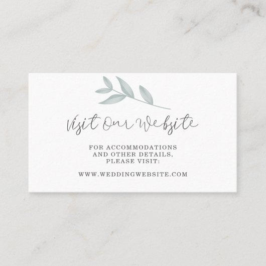 Elegante Botanische Bruiloft Website Insert kaart Plaatskaartje (Voorkant)