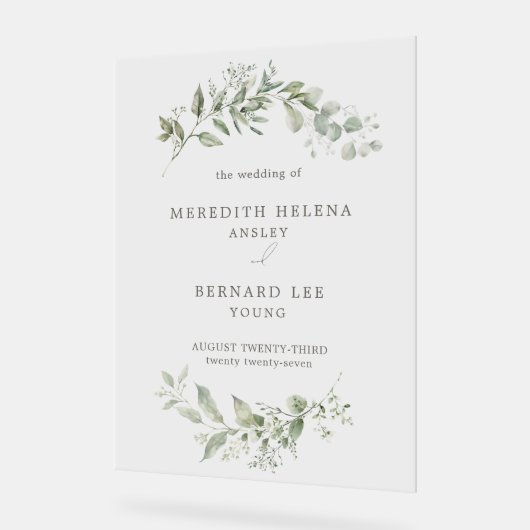 Elegante botanische bruiloft welkom acryl bord (Hoek)