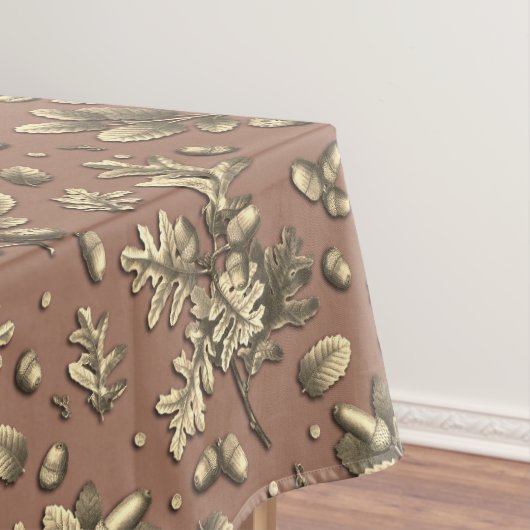 Elegante botanische  bruine eikenbladeren eikels tafelkleed (Voorbeeld)