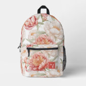 Elegante Botanische Camellia Roze Pastel Custom Bedrukte Rugzak (Voorkant)