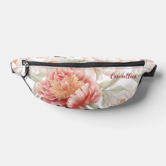 Elegante Botanische Camellia Roze Pastel Custom Heuptasje (Liggend)