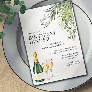 Elegante botanische champagne volwassene verjaarda kaart
