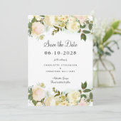 Elegante botanische chic groene bloemige bruiloft save the date (Staand voorkant)