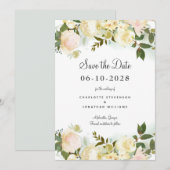 Elegante botanische chic groene bloemige bruiloft save the date (Voorkant / Achterkant)