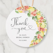 Elegante botanische citroen bruids douche bedankje bedankjes labels (Voorkant)