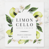 Elegante Botanische Citroenen Lijst Limoncello Wij Wijn Etiket (Enkel label)