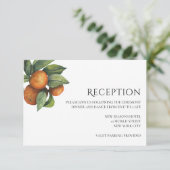 Elegante botanische citrus bruiloftsreceptiekaart kaart (Staand voorkant)