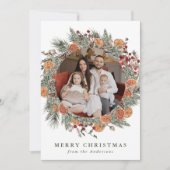 Elegante botanische citrus krans foto feestdagenkaart (Voorkant)