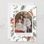 Elegante botanische citrusboog foto feestdagenkaart (Voorkant)