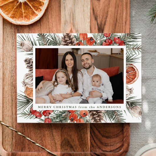 Elegante botanische citrusfoto feestdagenkaart