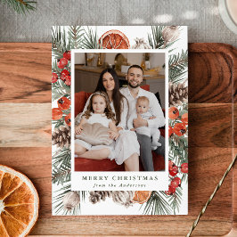 Elegante botanische citrusfoto feestdagenkaart