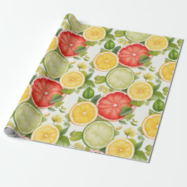 Elegante Botanische Citrusvrucht Cadeaupapier