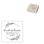 Elegante Botanische Classy Lettering Trouwadres Rubberstempel (Gestempeld)